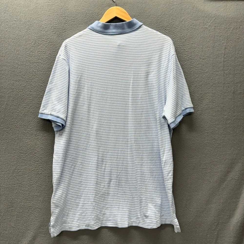 Polo Ralph Lauren Polo Shirt Mens XL Classic Fit Light Blue Striped Flesh Pony